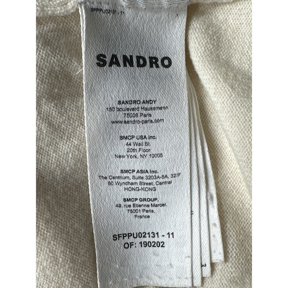 Sandro Alizia Polo Sweater Knit Wool Blend  Collared Top Off White 1 Small - Picture 8 of 11